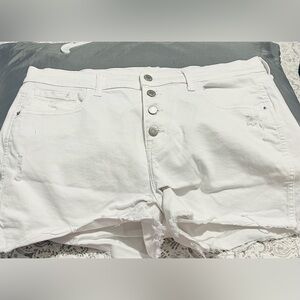 Old Navy White Jean Shorts Frayed Hem Mid-Thigh